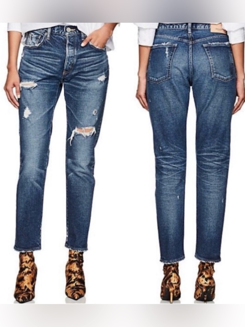 MOUSSY XO BARNEY'S High Rise Denim Distressed Jeans